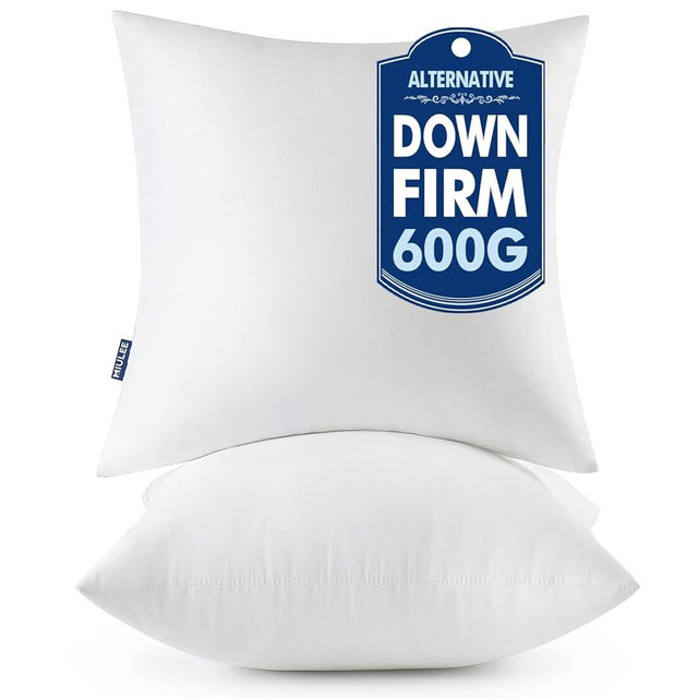 MIULEE Throw Pillows Inserts, Pack of 2 20x20 Inch 100% Virgin Fiber Filling Bed Couch Pillows