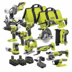 RYOBI ONE+ 18V Cordless 12-Tool Combo Kit with (3) Batteries and Charger