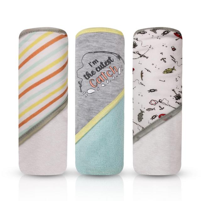 MODERN BABY 3 Pack Hooded Baby Bath Towel Set for Newborns Infants Toddlers, Boys Girls Baby Hooded Towels