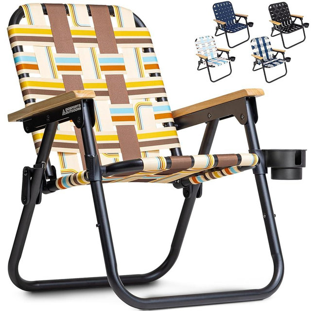 GoSports WOVN Premium Beach & Camping Chairs - Folding Backpack Chairs for Adults - 9 Styles Available