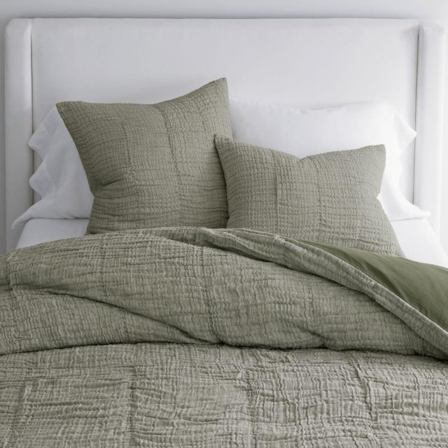 Cloud Cotton/Linen Duvet Cover, Full/Queen, Loden