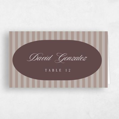 Chocolate, Brown Wedding Place Card - Madison
