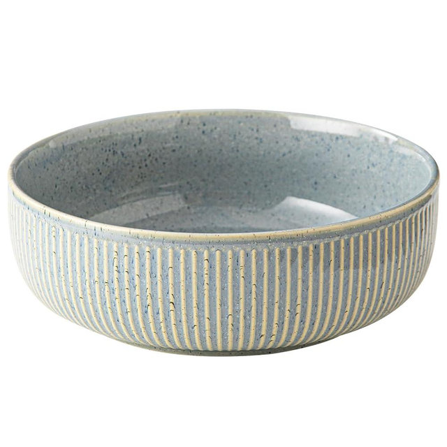 Yundu 11-inch Ceramic Serving Bowl, 135 oz (approx. 4 quarts) Large Salad & Mixing Bowl with Striped Glaze Finish（Flambe Gray）