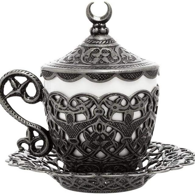 Alisveristime (1 Pc Turkish Greek Arabic Coffee Espresso Cup Saucer (Gelincik) (Black)