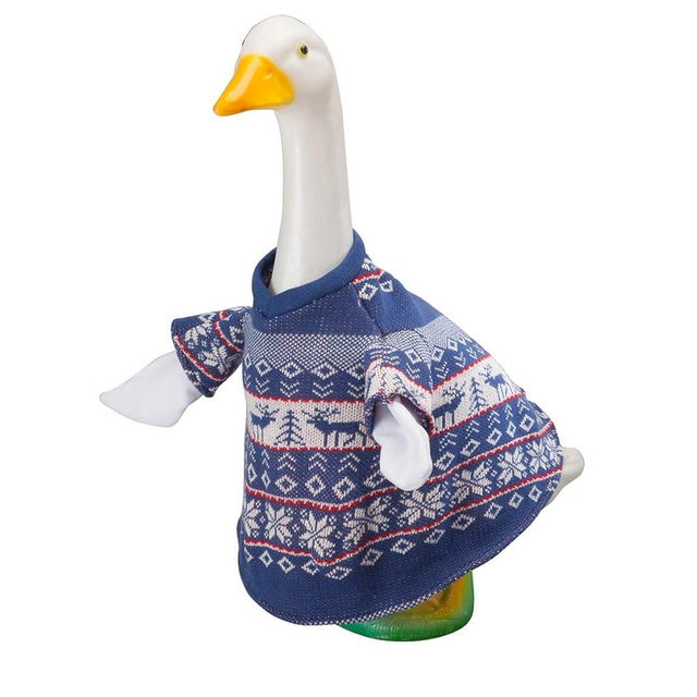 Fox Valley Traders Blue and White Sweater Goose Outfit by GagglevilleTM, Fits Large 23" H Statue