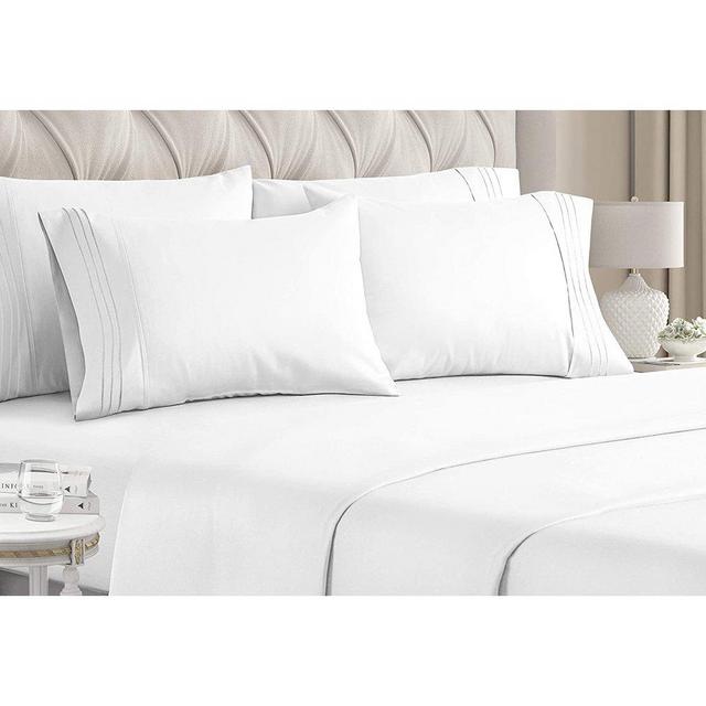 Queen Size Sheet Set - 6 Piece Set - Hotel Luxury Bed Sheets - Extra Soft - Deep Pockets - Easy Fit - Breathable & Cooling Sheets - Wrinkle Free - Comfy - White Bed Sheets - Queens Sheets - 6 PC