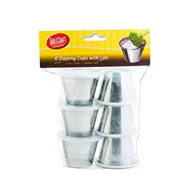 Tablecraft 2.5 oz Dipping Cups with Lids, 2.5-Ounce (H5069), 6 Pack, Silver