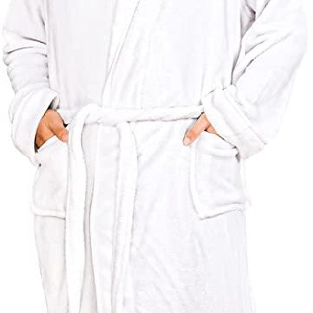 NY Threads Luxurious Mens Shawl Collar Fleece Bathrobe Spa Robe