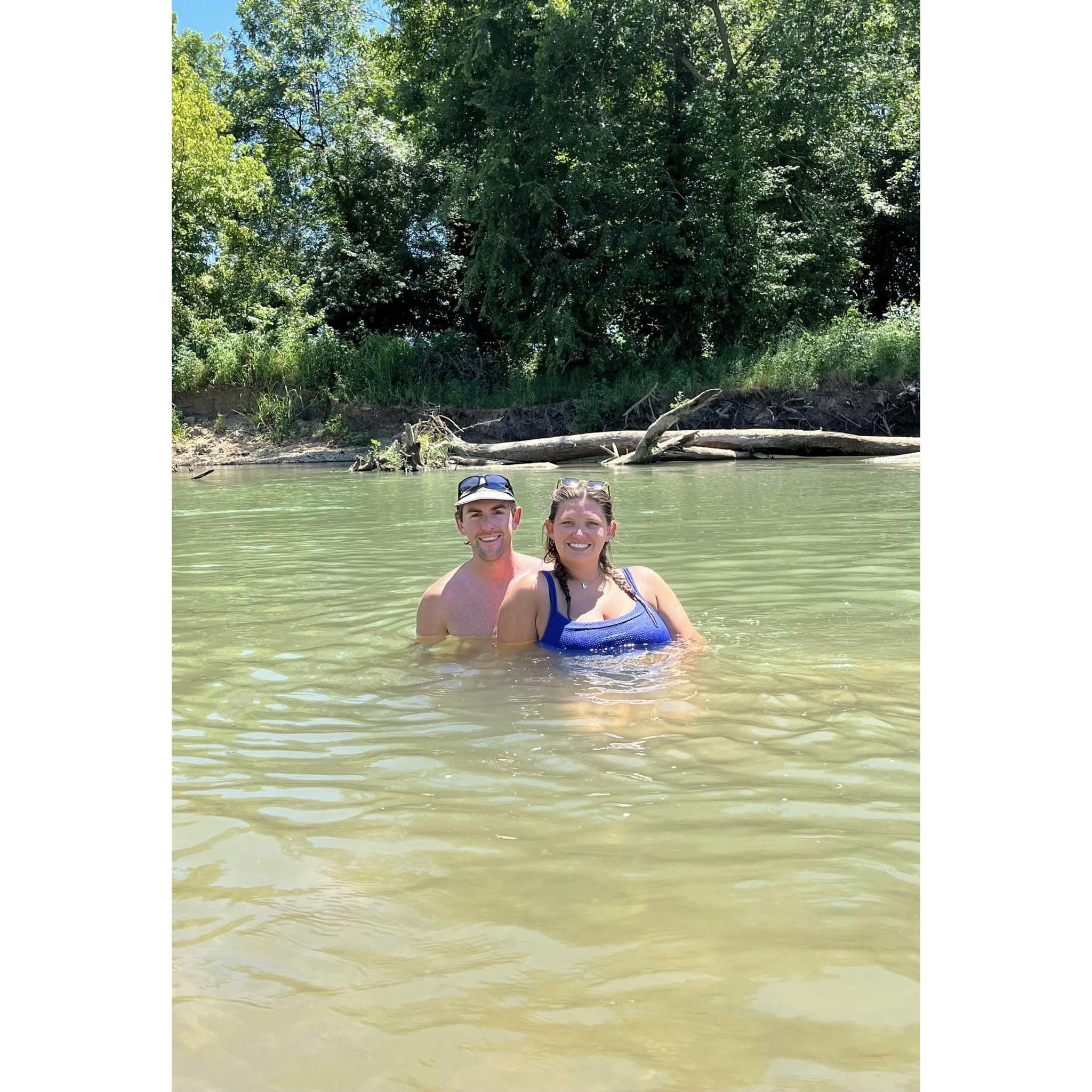 Taking a break while paddling the Illinois River