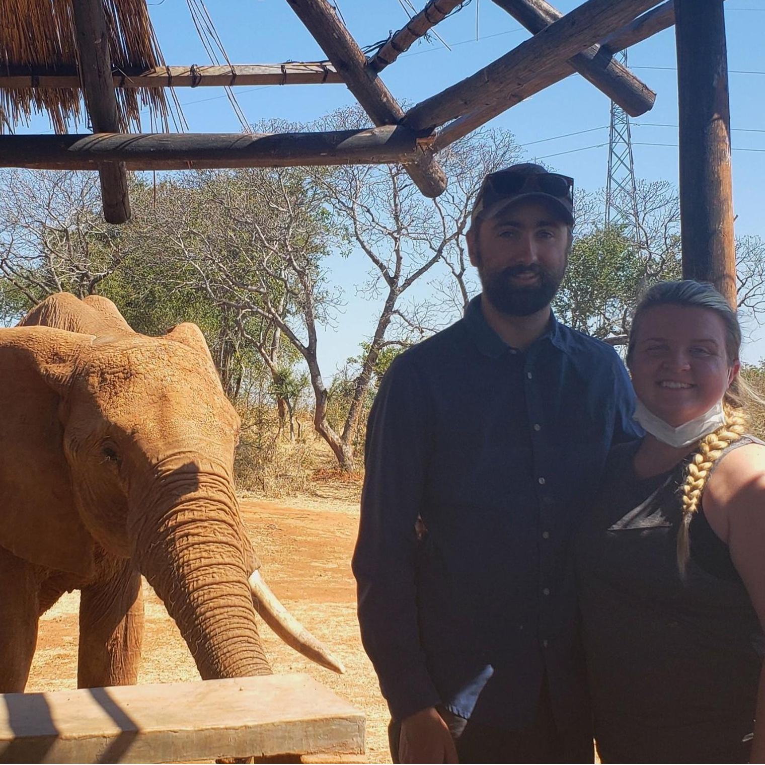 Taking a rest after feeding the elephants in Zambia