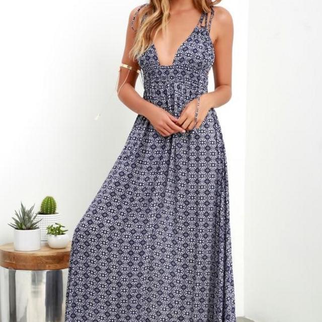 Field Day Navy Blue Print Maxi Dress
