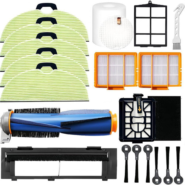 Replacement Parts Compatible with Shark AV2610WA AV2630WA RV2610WA Matrix Plus Robot Vacuum Cleaner,1 Main Brush,1 Main Brush Cover,2 Filters,5 Mop Pads,6 Side Brushes,1 Pre Filter,1 Pre-Motor Foam