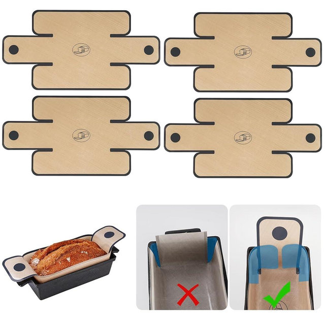 NiHome 4-Pack Silicone Bread Loaf Pan Liners, Reusable and Nonstick Silicone Bread Sling, Fit for 9x5, 9.5x5, and 10x5 Inch Loaf Pans, Dishwasher Safe, Easy to Clean (Brown)