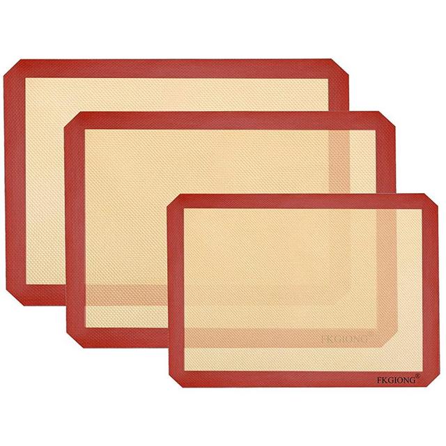 Silicone Baking Mats - Nonstick Large Baking Mat Set of 3-2 Half Sheets Mats (11 5/8" x 16 1/2") + 1 Quarter Sheets - Extra Thick Reusable Bakeware Mats for Cookies, Pastry, Bread, Bun, Fondant