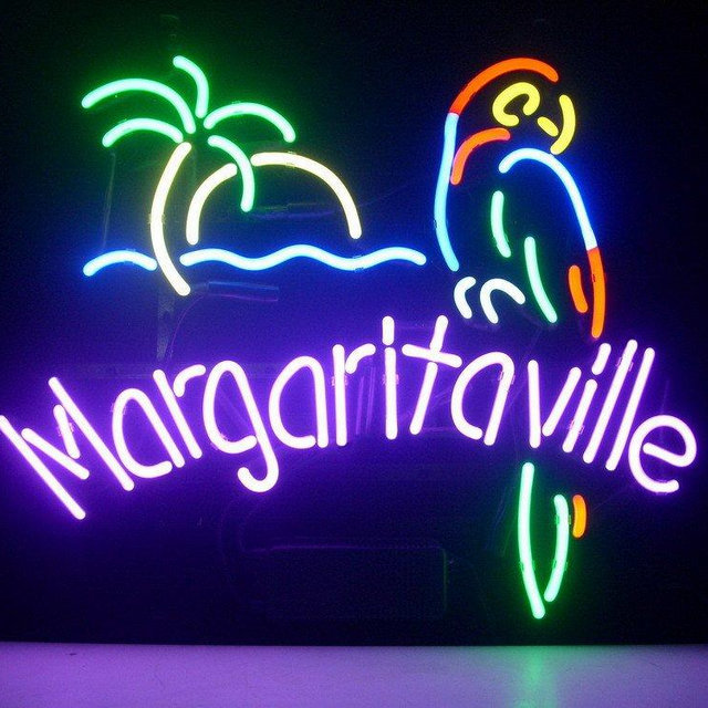 Margaritaville Metal Frame Neon Sign 17"x13" Real Glass Neon Sign Light for Beer Bar Pub Garage Room.