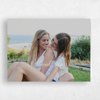 White Monogram Wedding Thank You - Pasquo Photo