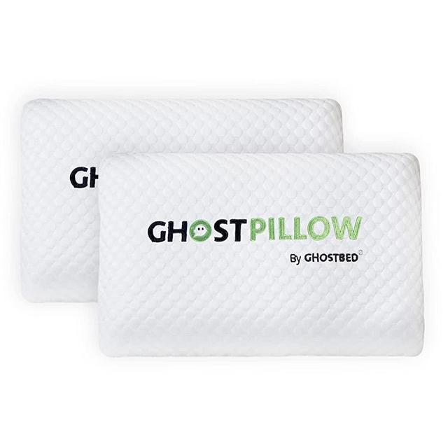 GhostBed Memory Foam Pillow - Cooling & Contouring Gel Memory Foam with Ergonomic Design & Patented Cooling Layer, 2 Pack