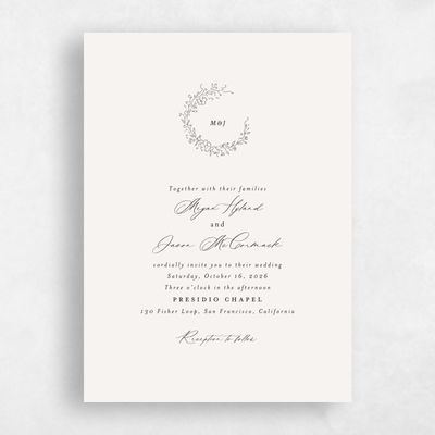 Light Oatmeal, Beige Wedding Invitation - Sequoia Portrait