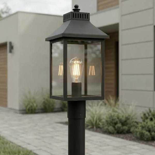 Quoizel Laine 18.75-in Matte Black Traditional Outdoor Light post lantern