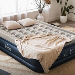 iDOO Queen Air Mattress with Built in Pump, 18 Raised Comfort Inflatable Mattress Blow up Mattress, Upgraded Four Chamber Portable Air Bed for Camping, Guests and Home, Colchon Inflable, 650 lbs Max