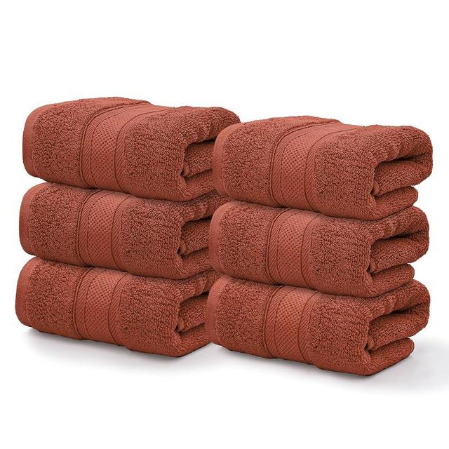 MoNiBloom 6-Piece 100% Cotton Hand Towel Set for Bathroom Home Hotel Spa Gym Yoga Shower Highly Absorbent Ultra Soft Quick-Dry (Rust)