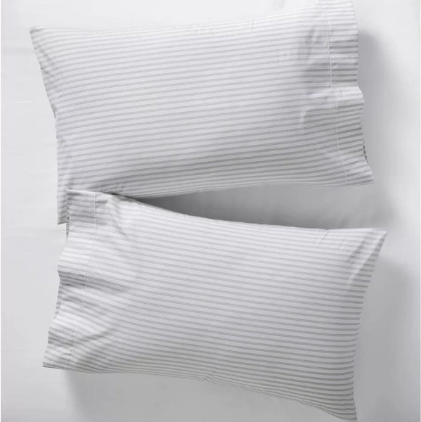 Premium Egyptian Percale Standard Pillowcases - Soft Grey - Standard