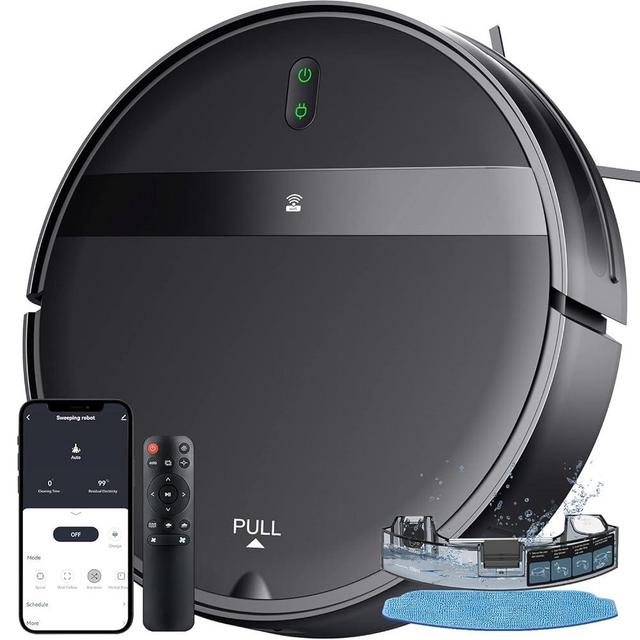 Kilgone Robot Vacuum Mop Combo, WiFi/App/Alexa, Mopping Robot Vacuums with Tangle-Free, Scheduled Cleaning, Automatic Recharge Vacuum Robot Cleaner and Mop for Pet Hair, Low Carpet