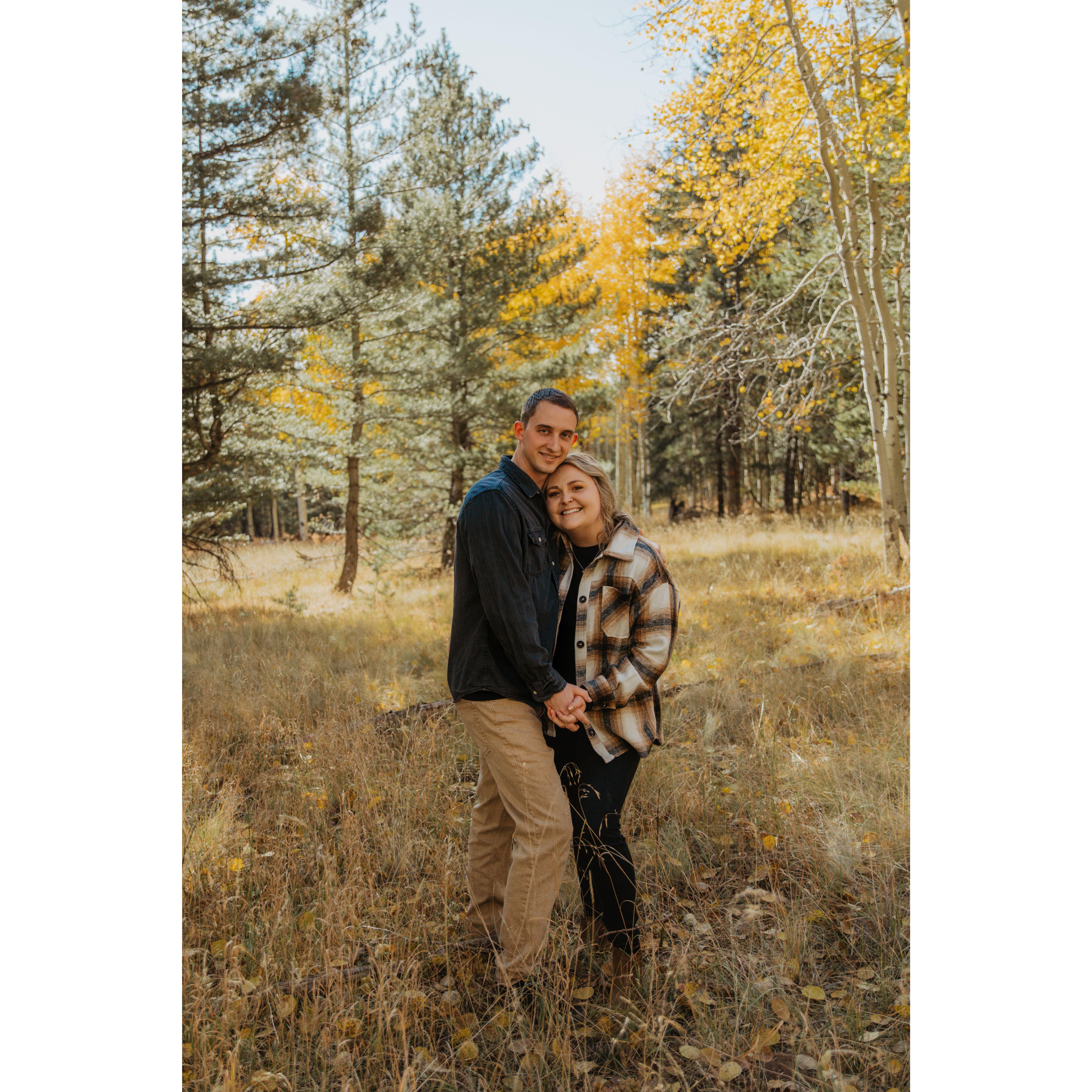 Engagement photos taken on the Aspen Loop Trail in Flagstaff, AZ