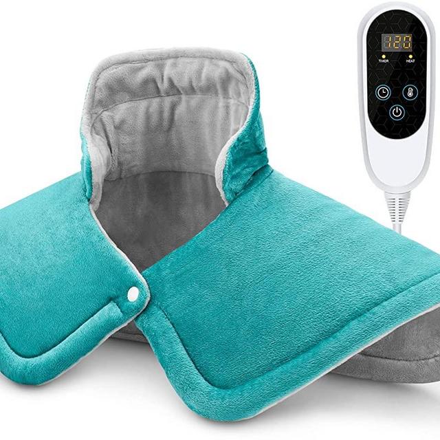 Heating Pad for Neck and Shoulders, 2lb Weighted Neck Heating Pad for Back Pain Relief, 6 Heat Settings 4 Auto-Off, Gifts for Women Men Mom for Christmas, Birthday, Mothers Day,17"x23" Blue