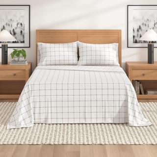 Belle Windowpane 4-Piece Flannel Sheet Set
