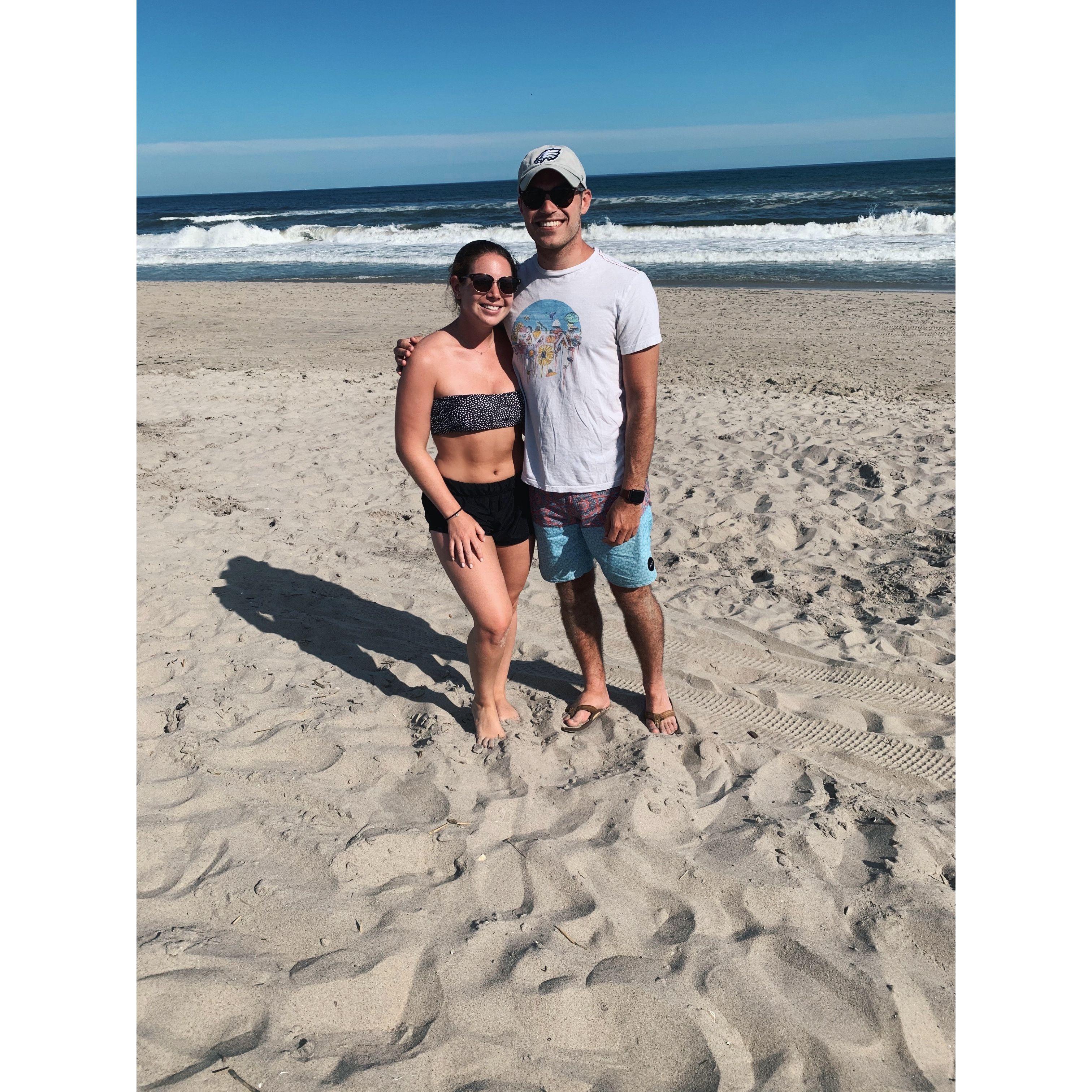 Our first picture ever taken at Rockaway Beach!