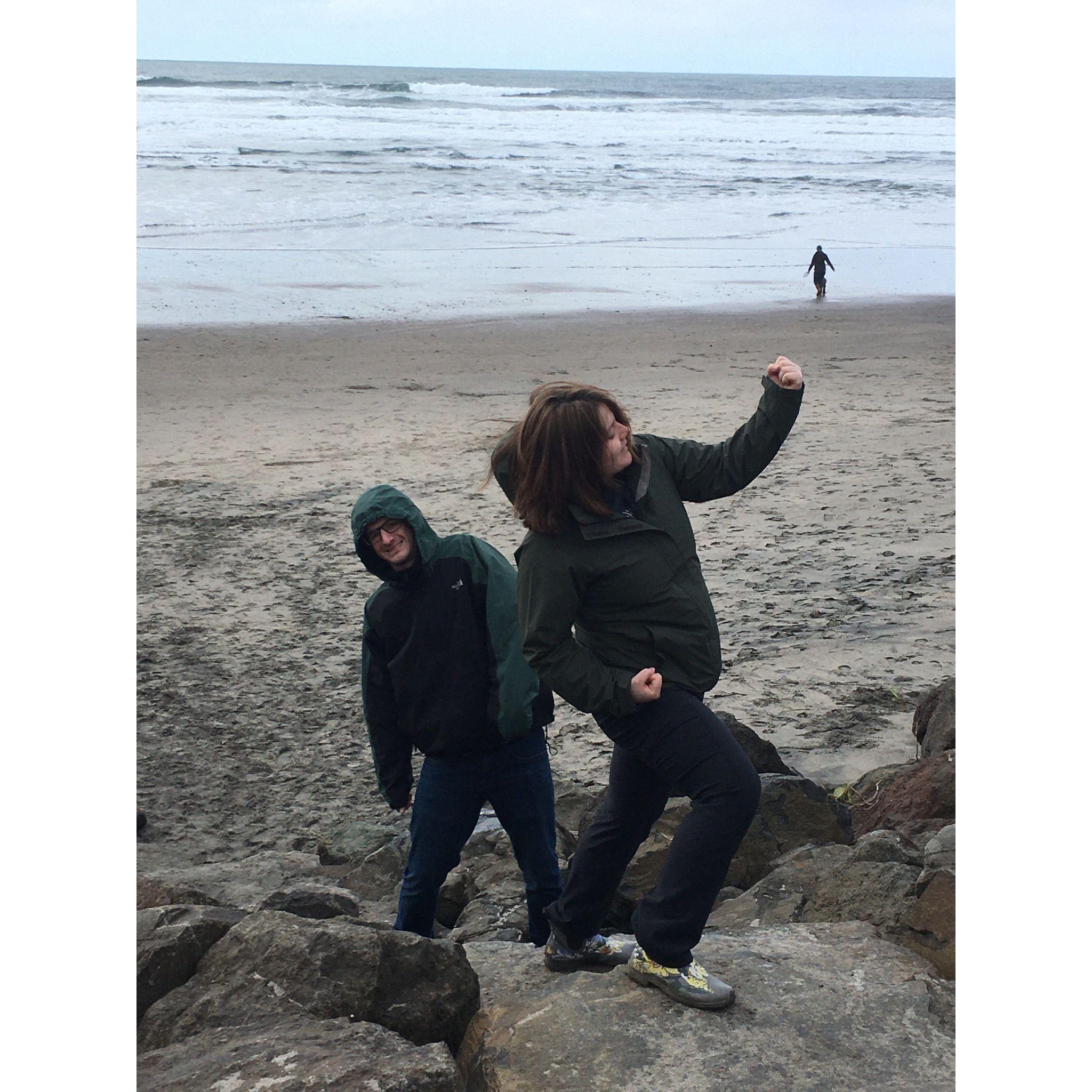 Conquering the beach! Neskowin, Oregon