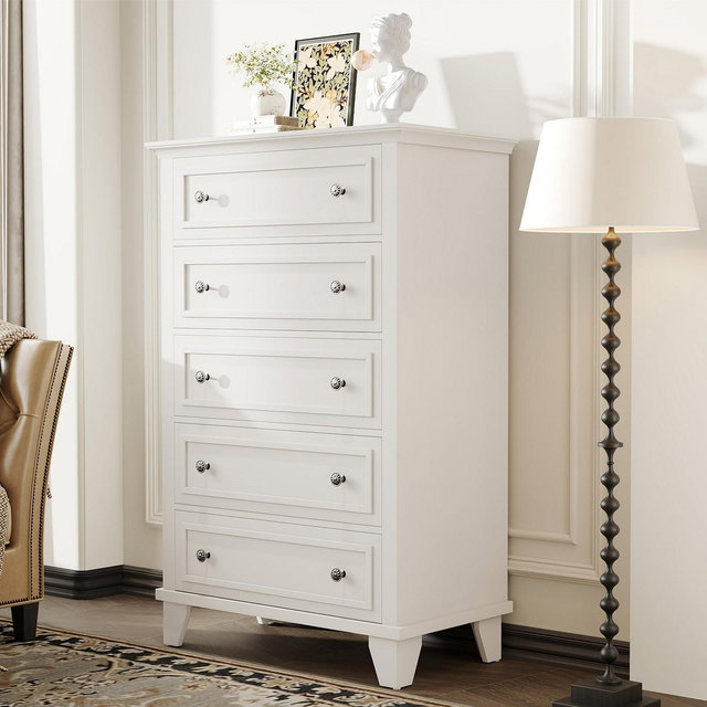 5 Drawer Dresser for Bedroom, 48" Tall Wood Dresser & Chests of Drawers with Deep Drawers