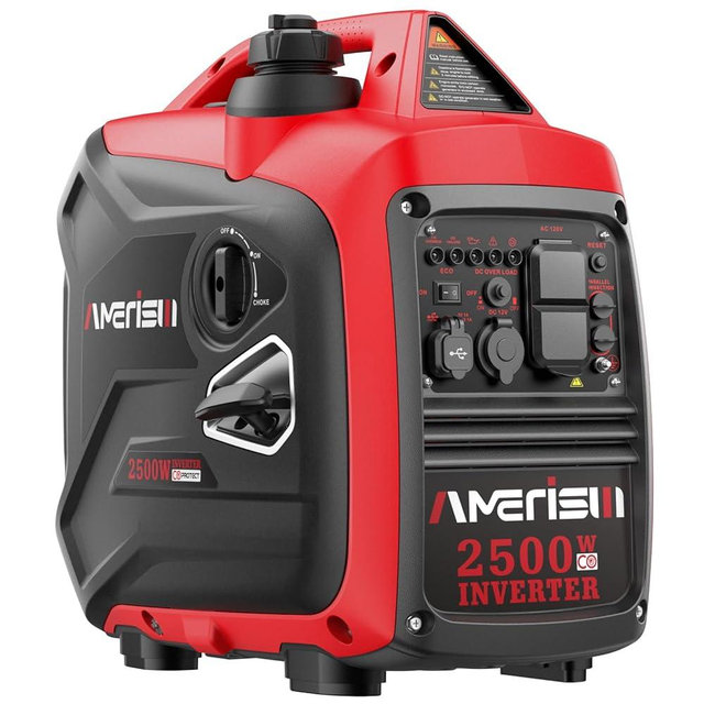 AMERISUN Gas Powered Inverter Generator 2500W - Super Quiet Gas Generator with CO Sensor, EPA 2025 Compliant for Camping, Tailgating, and Home Use
