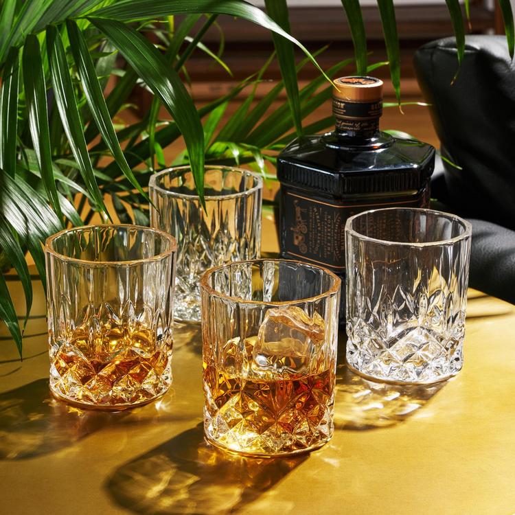 Viski Admiral Etched Martini Glasses, Set of 2 9 oz Cocktail Coupes,  Lead-Free Crystal Glassware