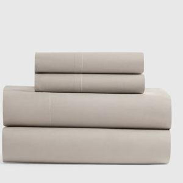 Organic Crisp Percale Sheet Set - Queen in Dove Color