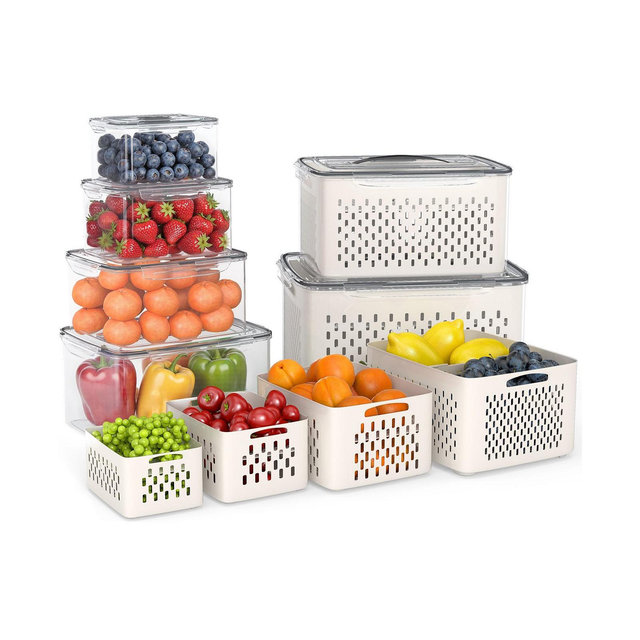 6 Piece Food Storage Container Set with Colander and Divider Plates
