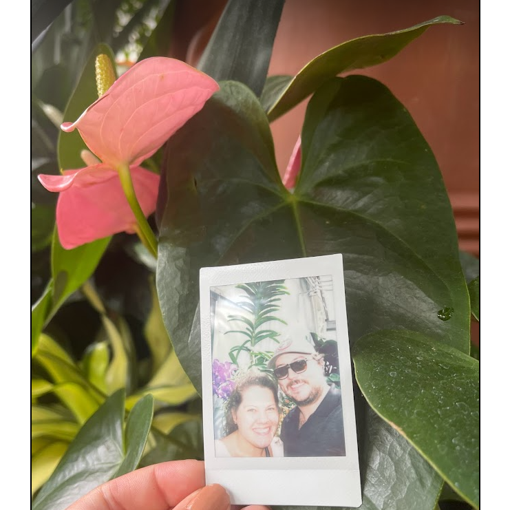 A polaroid of us at the Biltmore's greenhouse in Asheville, North Carolina