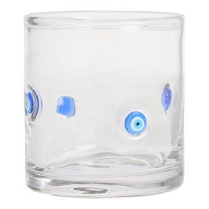 Evil Eye Charm Inlay Double Old Fashioned Glass