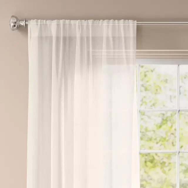 54"x108" Light Filtering Textural Sheer Curtain Panel Ivory - Threshold™