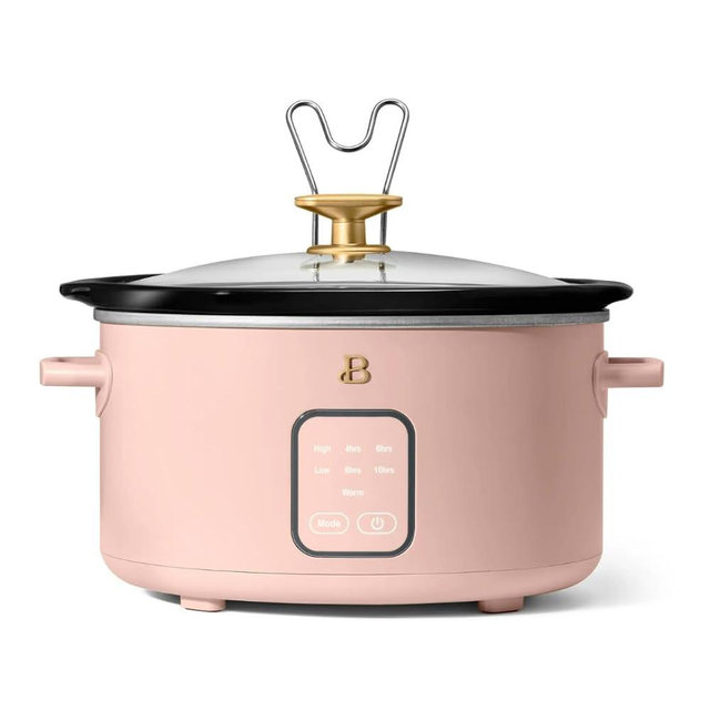 Beautiful 4-Quart Slow Cooker with Touch-Activated Display, Programmable Digital Controls, Removable Non-Stick Pot, Keep Warm Function, by Drew Barrymore (Rose)