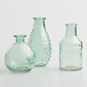 Aqua Green Glass Bud Vases Set of 3