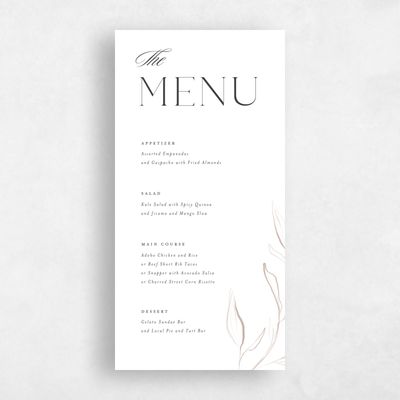 White Wedding Menu - Finch