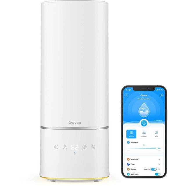 Govee 6L Smart Humidifiers for Bedroom Large Room Plants, Top Fill Cool Mist Humidifier with App Control, Auto Mode with Sensor, Essential Oil Diffusers and Night Light, Works with Alexa