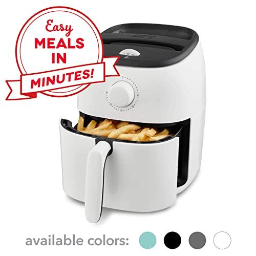 Dash DCAF200GBWH02 Tasti-Crisp Electric Air Fryer + Oven Cooker with Temperature Control, Non Stick Fry Basket, Recipe Guide + Auto Shut Off Feature, 2.6Qt, White