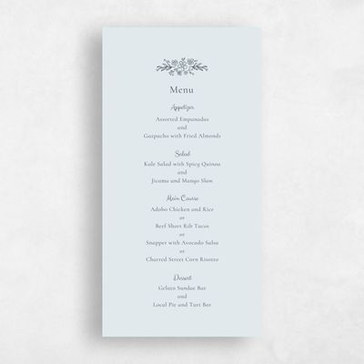 Ice, Blue Wedding Menu - Harper