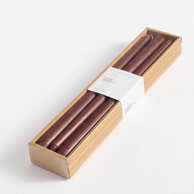 Taper Candles, Set of 6, Bordeaux
