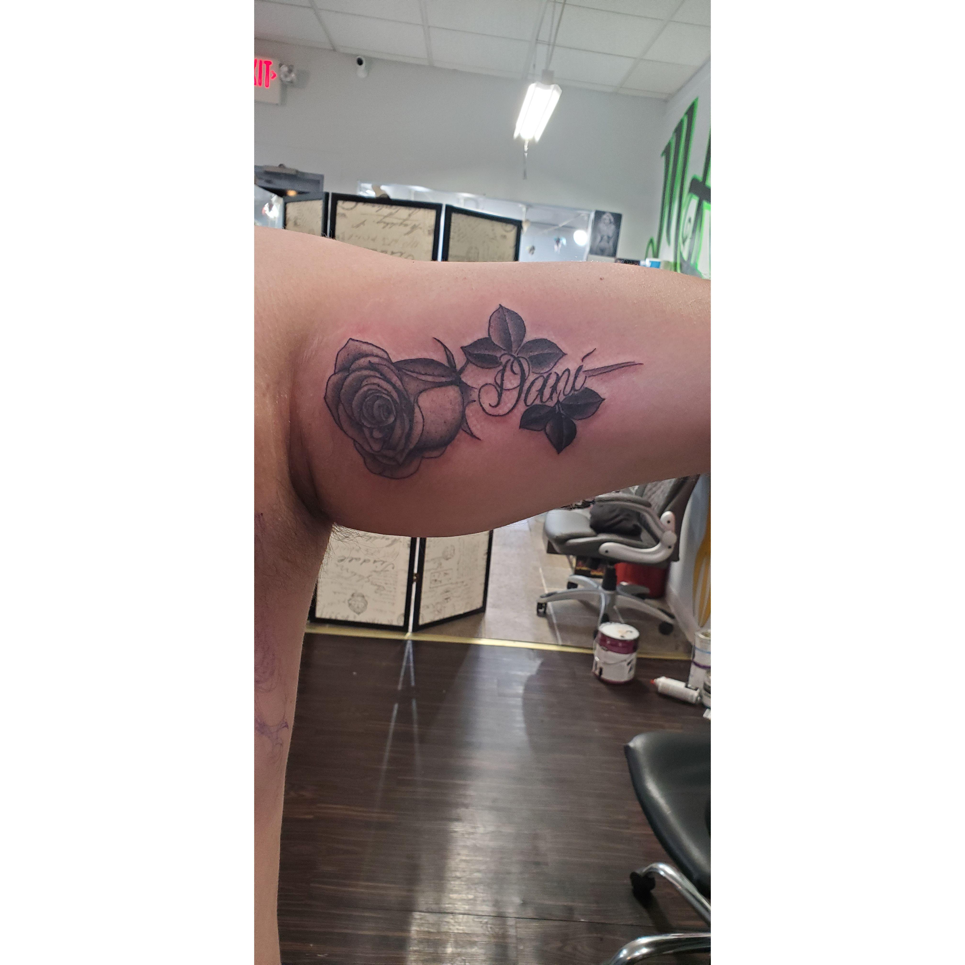 I've got your name written here in a Rose Tattoo