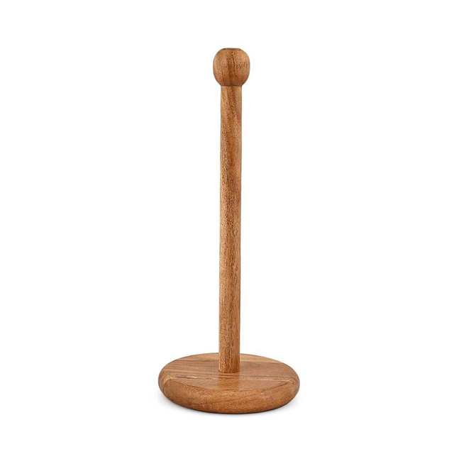 Mahasu Paper Towel Holders Acacia Wood Countertop Wooden Cute Rustic Boho Kitchen Towel Roll Stand for Kitchen Dining Table (6" X 6" X 14")