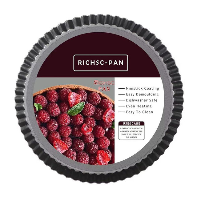 RICHSC-PAN Tart Pan 10 Inch Tart Pan Carbon Steel Round Non-Stick Pan Quiche Pan With Removable Chassisor For Mousse Cakes, Kitchen Reusable Baking Tools (10 Inch)